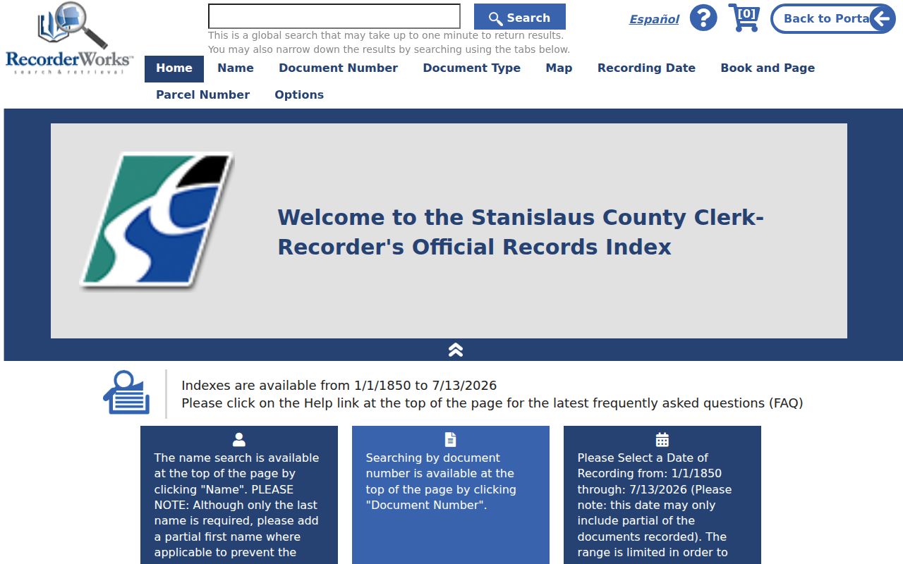 Riverbank people search in the RecorderWorks official records index