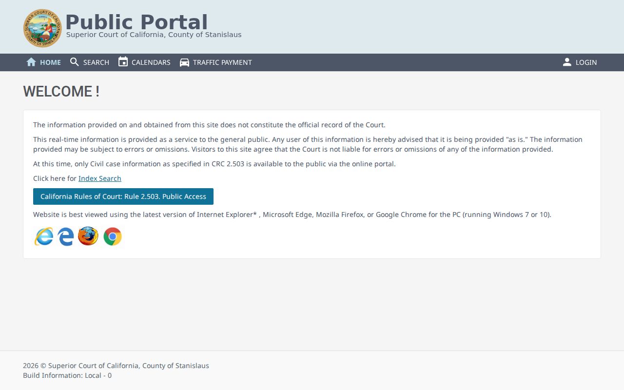 Riverbank people search in the Stanislaus Superior Court public portal