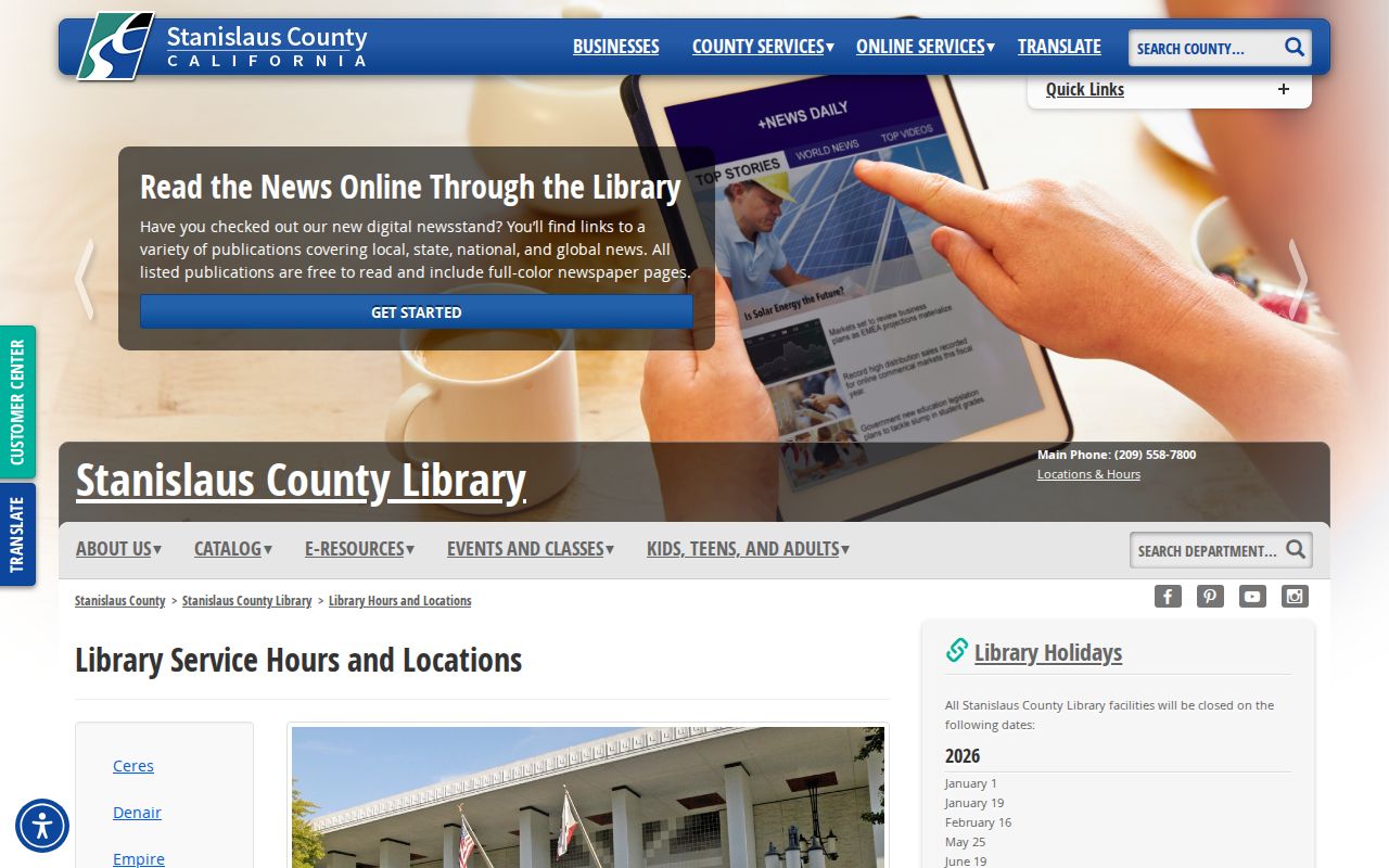 Riverbank people directories library branch hours