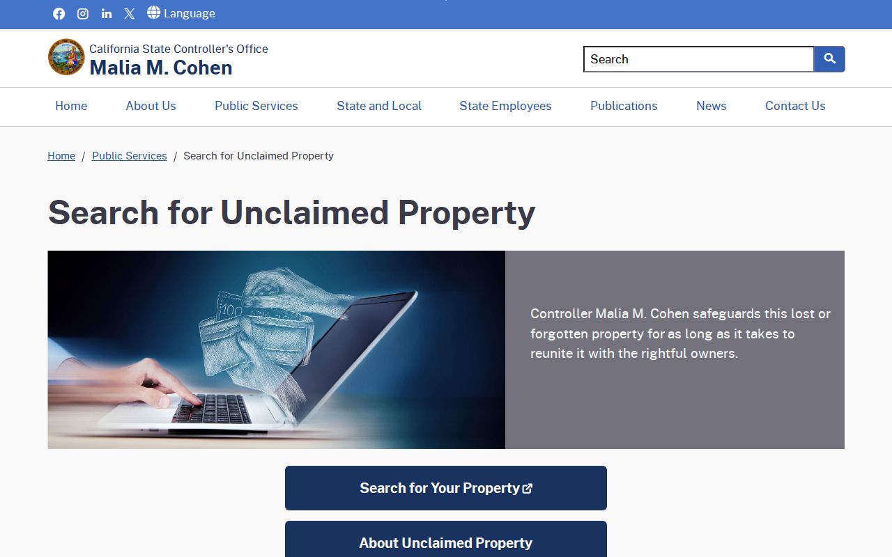 Riverbank public records research using California unclaimed property search